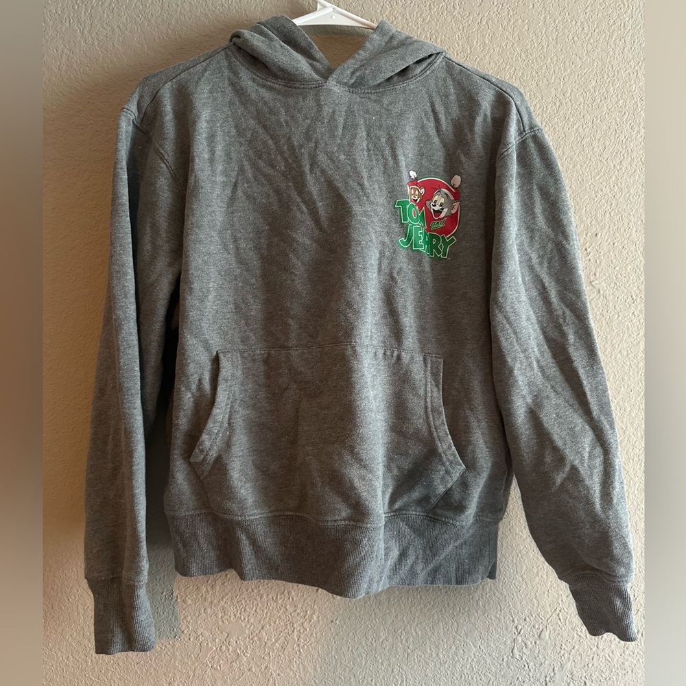 Grey, Tom and Jerry Christmas themed hoodie